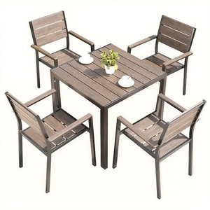 Sang Trọng 6 Chỗ Ngồi Hiện Đại Hình Chữ Nhật <span class=keywords><strong>WPC</strong></span> Nhựa Gỗ Vườn Bàn Ghế Ngoài Trời Ăn Uống Đặt Không Thấm Nước Phòng Khách Sân - Product Image 3