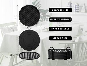 Silicone <b>Drink</b> <b>Coasters</b> with Holder Outdoor Cup Mat for Hot or Cold <b>Drinks</b> Thickened Non-Slip Non-Stick - Product Image 3