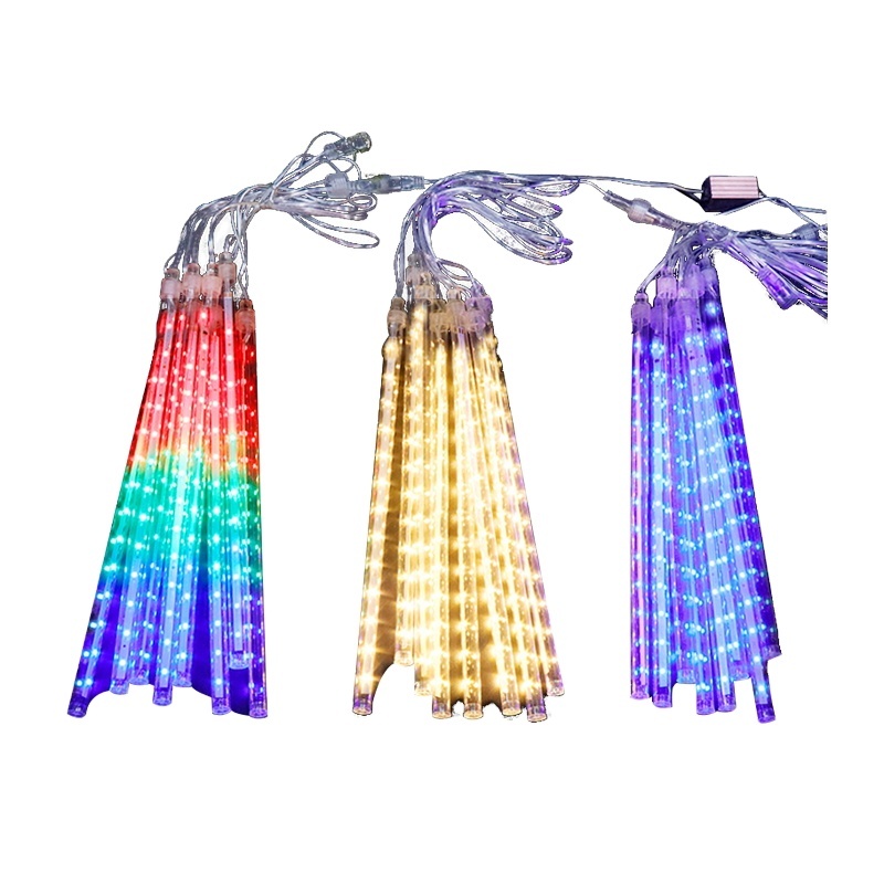 2021 Holiday string light twinkle starry rainfall tube waterproof colorful RGB outdoor decorative lighting LED garden decor