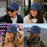 Casquette de papa personnalisée avec logo soleil et lune brodé, en sergé de coton délavé, 6 panneaux, non structurée, réglable, unisexe, vente en gros, OEM, faible MOQ