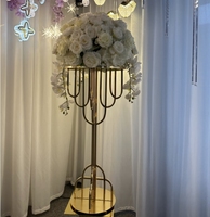 Vente en gros Centres de table de mariage Porte-fleurs en métal doré Vase à fleurs Décoration de mariage Centres de table