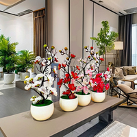 1 pièce de fleurs artificielles en soie type bonsaï, plantes en pot de prunier en fleurs, simulation de branche de prunier d'hiver, pour décoration de vases, mariages, maisons et pièces.