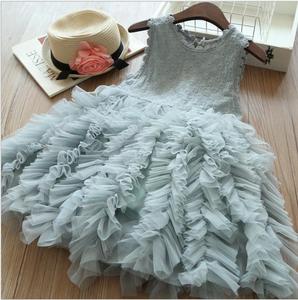 Vente en gros Robe pour petites filles Robe de princesse de soirée en tulle sans manches en dentelle florale - Product Image 4