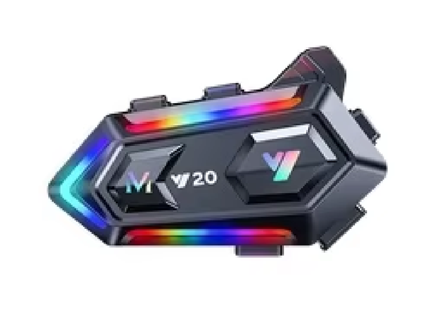 Y20 Motorcycle Helmet Intercom Headset 16 RGB Light Modes IPX6 Waterproof 1000mAh 300H Standby Split-type Installation Dual