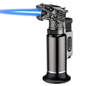 Encendedor de gas butano con diseño de dragón creativo personalizado, modelo de antorcha de llama de chorro a prueba de viento para ocasiones comerciales y fumar cigarros - Product Image 1