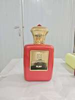 Bouteille de parfum factice grandeur nature en fibre de verre renforcée personnalisée, 0,4 mètre de haut, surface effet craquelé, couleurs variées pour présentation