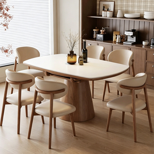 <span class=keywords><strong>Tavolo</strong></span> da Pranzo <span class=keywords><strong>Allungabile</strong></span> Moderno con Piano in Pietra e <span class=keywords><strong>6</strong></span> Sedie, Struttura in Legno Massello, Forma Rotonda, <span class=keywords><strong>6</strong></span> <span class=keywords><strong>Posti</strong></span> - Product Image 2