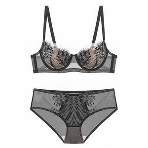 Nouveau Style français broderie dentelle garniture doux Sexy rassemblement soutien-gorge ensemble sous-vêtements respirants Ultra-mince Lingerie pour les femmes - Product Image 4