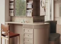 Ensemble de mobilier de salon de beauté de luxe tout-en-un - Poste de travail moderne en acier inoxydable, ergonomique et durable