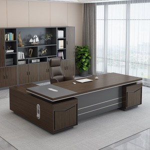 Bureau de direction de luxe moderne de grande taille en forme de L avec armoire latérale pour le bureau du PDG - Product Image 2