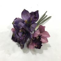Vente en gros de plantes d'orchidées Dendrobium en soie, branches d'orchidées artificielles Cymbidium, bouquet avec 6 tiges pour la décoration de mariage et de la maison