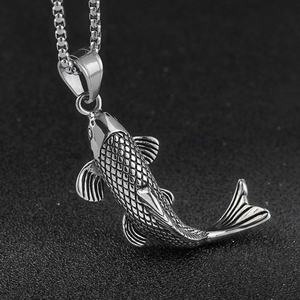 Collier Pendentif Koi en Acier Inoxydable avec Breloque Sirène Dansante, Bijou de Mode Porte-Bonheur - Product Image 3