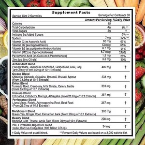 Vitamines gommeuses aux fruits naturels et superaliments avec silicium organique - Plus de 12 fruits pour soutenir l'immunité quotidienne, 60 gommes - Product Image 4