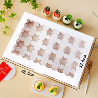 Boîtes d'emballage pour cupcakes en papier rectangulaires pliables écologiques à 24 trous pour transporter des macarons et des biscuits