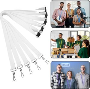 สายคล้องคอเปล่าสำหรับงานซับลิเมชั่น สีขาว พร้อมที่ใส่บัตร DIY สำหรับงานสั่งทำแบบกำหนดเองจำนวนมาก สำหรับใส่บัตรประจำตัว - Product Image 6