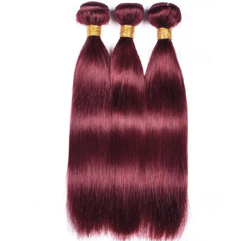 Silky Straight Virgin Brazilian Human Hair weave Bundles Burgundy red 99J Soft Unprocessed Human Hair Extensions for women