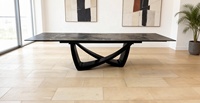 Ensemble de table à manger extensible en pierre frittée pour 6 personnes, table à manger moderne en pierre pour 6 personnes