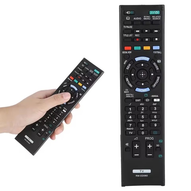 New RM-ED060 Fixed Code Plastic TV Remote Control 4 Buttons Rechargeable Battery 8 Meter for LED Smart TV