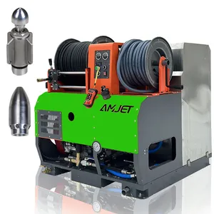 AMJET Nettoyage Pipeline de 8 pouces avec réservoir d'eau de 70 litres Chauffage Machine de nettoyage à haute pression Machines certifiées CPA