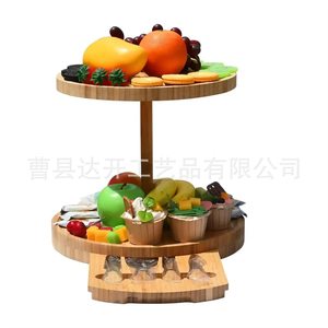 Bandeja Redonda de Madera para Servir con Asa, Material de Bambú Natural para Uso en la Cocina - Product Image 5