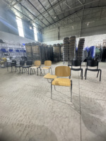 Chaise de formation en contreplaqué pour salle de classe avec tablette d'écriture et panier à livres, chaise d'étudiant à structure chromée