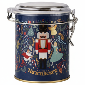 Clara's Festive Whimsical Nutcracker Ø 90x110mm Caja de almacenamiento de metal Cierre de alambre Tapa transparente para decoraciones navideñas-Bola de hierro - Product Image 2