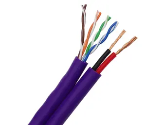 工場卸売価格1000ftネットワークUTP/FTP Cat5e/Cat 6シャムケーブルネットワークケーブル電源ケーブル付き (2*0.75mm) 屋内外