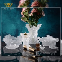 SAINT-VIEW 2024 Ensemble de tasses à thé et à café islamiques arabes de luxe en verre cristal à motif d'orchidée classique