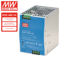 Alimentation électrique sur rail DIN 480W Mean Well NDR-480-24/48, convertisseur AC/DC 24V 20A 48V 10A, automatisation industrielle, sortie simple