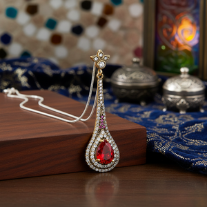 Pear Shape <b>Emerald</b> CZ Stone Authentic <b>Pendant</b> Charm Turkish Wholesale 925 Sterling Silver Jewelry - Product Image 3