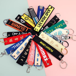 Factory Wholesale Custom Logo Printed Fabric Keychain Durable Letterpress Printing Key Ring Personalized Embroidery Design
