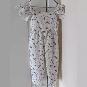Custom Summer <strong>Baby</strong> <strong>Girl</strong> 100% Cotton <strong>Muslin</strong> Overall Romper Backless with Bow Flutter Sleeves Overall for <strong>Baby</strong> - Product Image 3