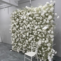 LFB2401 Vente directe usine Mur de fleurs artificielles 3D blanc pour mariage, toile de fond de mariage écologique