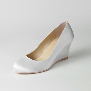 Dongguan Manufacturer Round Toe Elegant Ivory <strong>White</strong> <strong>Wedge</strong> Bride Wedding Shoes <strong>for</strong> <strong>Women</strong> - Product Image 1