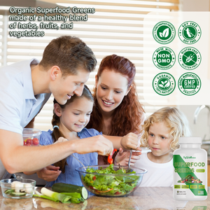 טבליות ירוקים אורגניים של OEM, תוסף טבעי של פירות וירקות, טבליות סופר גרין לעיכול וחיזוק מערכת החיסון - Product Image 3