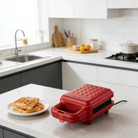 Mini gaufrier électrique 220V 650W avec plaque antiadhésive, thermostat réglable, machine à petit-déjeuner multifonctionnelle, prêt à l'emploi