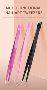 Силиконовый пинцет для ногтей с двойной головкой, прямые пинцеты со стразами, инструменты для маникюра - Product Image 2