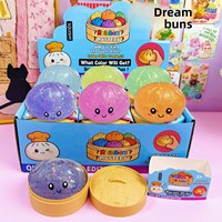 Nouveaux jouets anti-stress scintillants TPR 18 cm, pain vapeur souple à visage souriant, finition gelée pailletée dorée, emballés individuellement Mogo