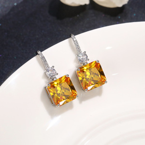 Orecchini a Gancio con Zircone Giallo a Forma di Fiore di Ghiaccio per Donne, Gioielli Eleganti e Scintillanti alla Moda - Product Image 6