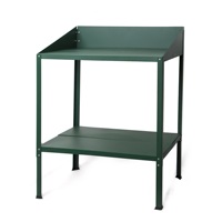 Table de jardinage à 2 niveaux en acier robuste avec revêtement en poudre, station de travail extérieure pour plantes, étagère de rangement résistante aux intempéries