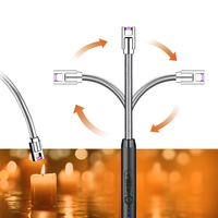 Allume-feu électrique USB rechargeable coupe-vent à arc, multicolore, avec col flexible et crochet de suspension, sans flamme, pour camping, barbecue, mariage