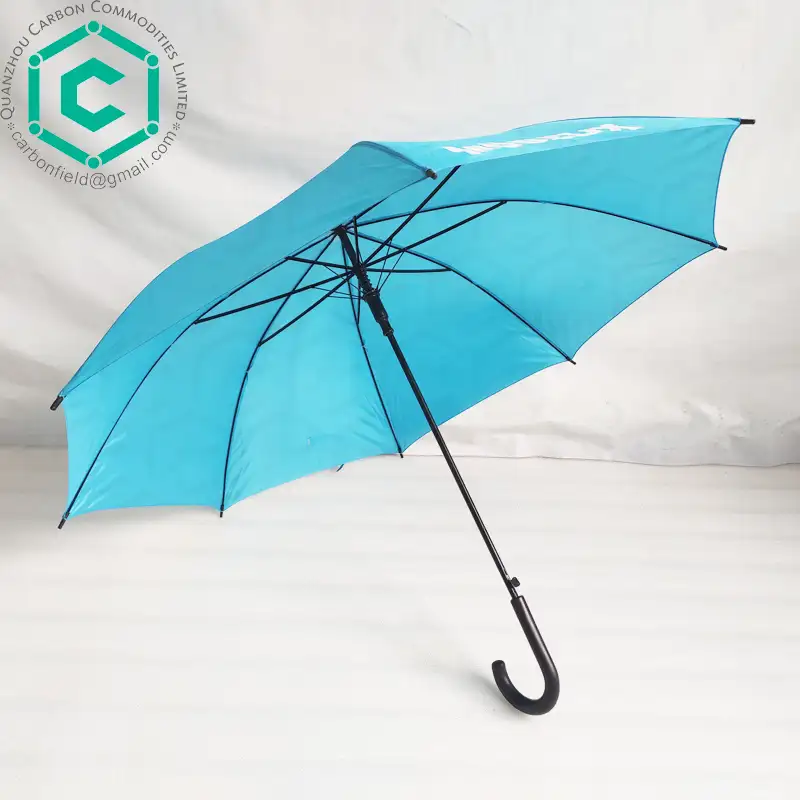 Popular sky blue 23inch straight umbrella with 1 color logo printing for promotion