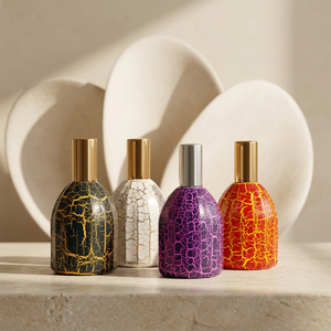 Flacon de parfum 50 ml, étiquette personnalisée rapide, flacon en verre violet craquelé rond et polygonal, flacon de parfum 50 ml pour hommes et femmes - Product Image 2