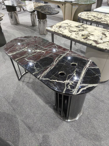 Hot bán đá cẩm thạch sang trọng ý đá trong nhà bếp bảng hình dạng hình bầu dục đầu đá cẩm thạch bàn ăn - Product Image 4