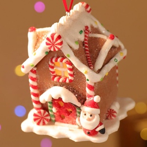 Décoration de Noël Yuwei, petite maison lumineuse, cadeau de Noël, maison de conte de fées en argile douce, ornements d'ambiance - Product Image 2