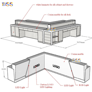 Ideas de diseño geniales <span class=keywords><strong>para</strong></span> mostradores de recepción en parques infantiles: Mostrador de recepción LED en forma de L, personalizado, blanco, Krion, <span class=keywords><strong>para</strong></span> gimnasios, hoteles y oficinas. - Product Image 3