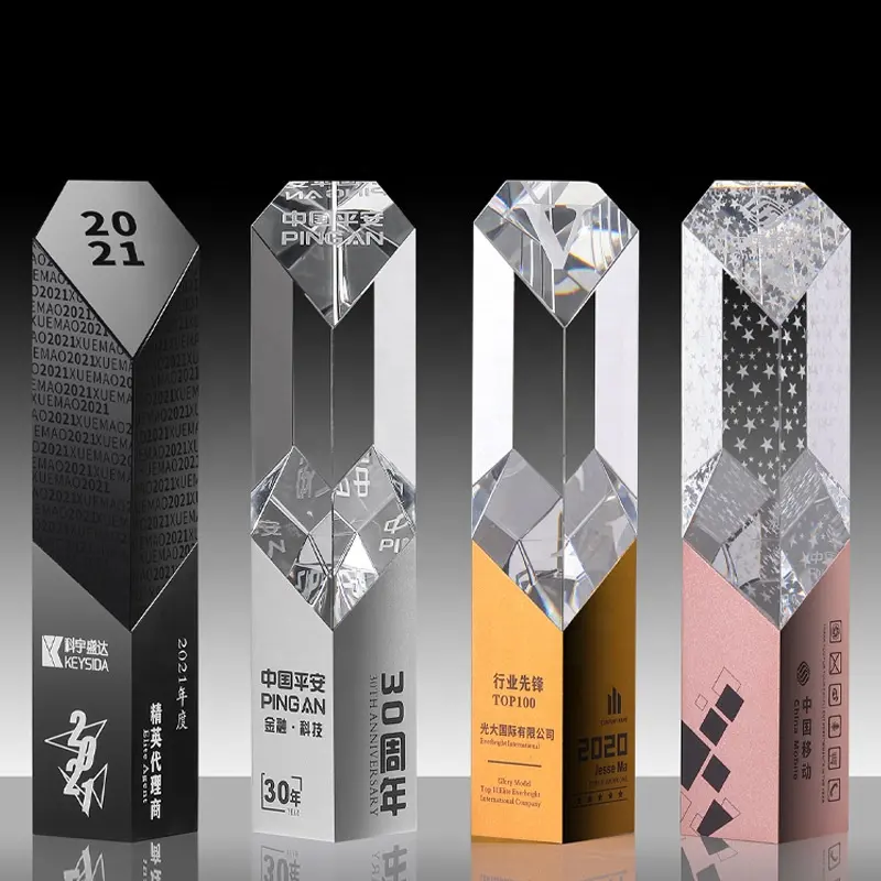 Fabriek Groothandel Hoge Kwaliteit Kristallen Glas Trofee Award Custom Voor Souvenir Geschenken