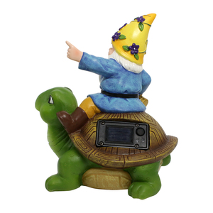 Gnomo de Jardín con Luz Solar Sentado sobre una Estatua de Tortuga, Escultura de Resina para Exteriores, Artesanía para Regalos con Temática de Anime - Product Image 6