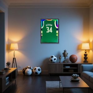 LED Jersey Display <strong>Frame</strong> Black Lockable with Remote Control UV Acrylic for Basketball Football Sports Memorabilia - Product Image 1