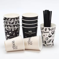 Tasse en papier à café jetable enduite de PE biodégradable de 10 oz Logo personnalisé à paroi unique Style unique pour l'artisanat